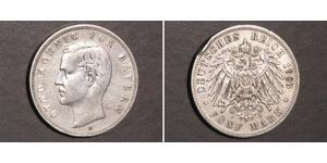 5 Mark Regno di Baviera (1806 - 1918) Argento Ottone di Baviera(1848 – 1916)