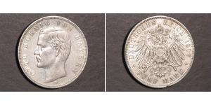 5 Mark Regno di Baviera (1806 - 1918) Argento Ottone di Baviera(1848 – 1916)