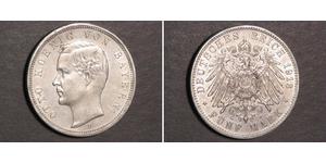 5 Mark Regno di Baviera (1806 - 1918) Argento Ottone di Baviera(1848 – 1916)