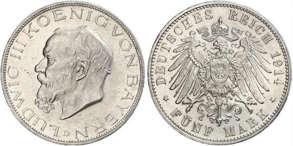 5 Mark Regno di Baviera (1806 - 1918) Argento Ludovico III di Baviera (1845 – 1921)