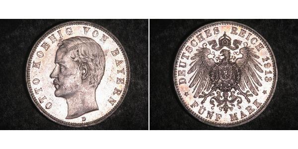 5 Mark Regno di Baviera (1806 - 1918) Argento Ottone di Baviera(1848 – 1916)