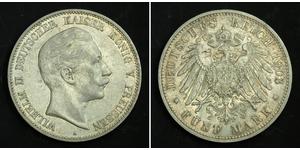 5 Mark Regno di Prussia (1701-1918) Argento Wilhelm II, German Emperor (1859-1941)