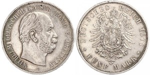 5 Mark Regno di Prussia (1701-1918) Argento Wilhelm I, German Emperor (1797-1888)