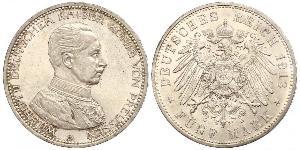 5 Mark Regno di Prussia (1701-1918) Argento Wilhelm II, German Emperor (1859-1941)