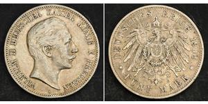 5 Mark Regno di Prussia (1701-1918) Argento Wilhelm II, German Emperor (1859-1941)