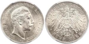 5 Mark Regno di Prussia (1701-1918) Argento Wilhelm II, German Emperor (1859-1941)