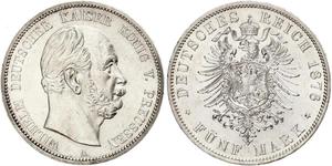 5 Mark Regno di Prussia (1701-1918) Argento Wilhelm I, German Emperor (1797-1888)