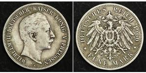 5 Mark Regno di Prussia (1701-1918) Argento Wilhelm II, German Emperor (1859-1941)