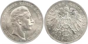 5 Mark Regno di Prussia (1701-1918) Argento Wilhelm II, German Emperor (1859-1941)