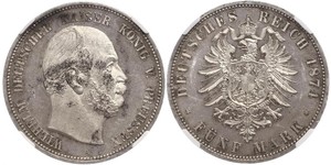 5 Mark Regno di Prussia (1701-1918) Argento Wilhelm I, German Emperor (1797-1888)