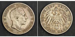 5 Mark Regno di Prussia (1701-1918) Argento Wilhelm II, German Emperor (1859-1941)