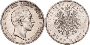 5 Mark Regno di Prussia (1701-1918) Argento Wilhelm II, German Emperor (1859-1941)