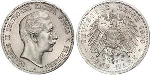 5 Mark Regno di Prussia (1701-1918) Argento Wilhelm II, German Emperor (1859-1941)