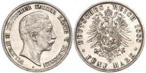 5 Mark Regno di Prussia (1701-1918) Argento Wilhelm II, German Emperor (1859-1941)