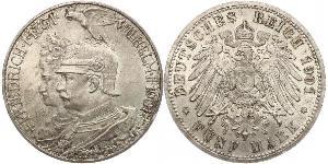 5 Mark Regno di Prussia (1701-1918) Argento Wilhelm II, German Emperor (1859-1941)