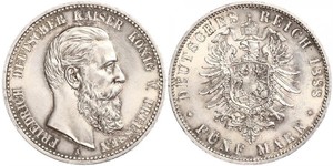 5 Mark Regno di Prussia (1701-1918) Argento Federico III di Germania (1831-1888)