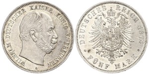 5 Mark Regno di Prussia (1701-1918) Argento Wilhelm I, German Emperor (1797-1888)