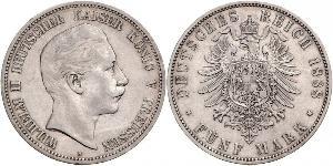 5 Mark Regno di Prussia (1701-1918) Argento Wilhelm II, German Emperor (1859-1941)