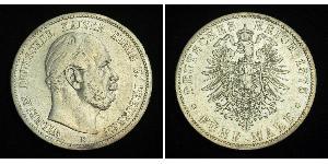 5 Mark Regno di Prussia (1701-1918) Argento Wilhelm I, German Emperor (1797-1888)