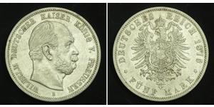 5 Mark Regno di Prussia (1701-1918) Argento Wilhelm I, German Emperor (1797-1888)