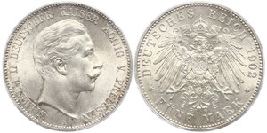 5 Mark Regno di Prussia (1701-1918) Argento Wilhelm II, German Emperor (1859-1941)