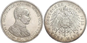 5 Mark Regno di Prussia (1701-1918) Argento Wilhelm II, German Emperor (1859-1941)