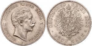 5 Mark Regno di Prussia (1701-1918) Argento Wilhelm II, German Emperor (1859-1941)