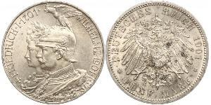 5 Mark Regno di Prussia (1701-1918) Argento Wilhelm II, German Emperor (1859-1941)