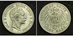 5 Mark Regno di Prussia (1701-1918) Argento Wilhelm II, German Emperor (1859-1941)