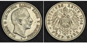 5 Mark Regno di Prussia (1701-1918) Argento Wilhelm II, German Emperor (1859-1941)