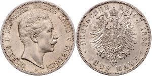5 Mark Regno di Prussia (1701-1918) Argento Wilhelm II, German Emperor (1859-1941)