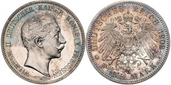 5 Mark Regno di Prussia (1701-1918) Argento Wilhelm II, German Emperor (1859-1941)