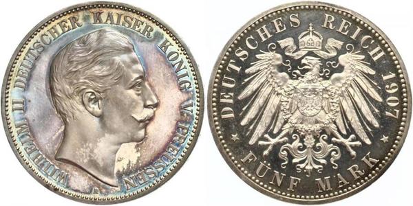 5 Mark Regno di Prussia (1701-1918) Argento Wilhelm II, German Emperor (1859-1941)