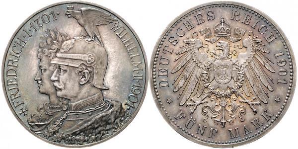 5 Mark Regno di Prussia (1701-1918) Argento Wilhelm II, German Emperor (1859-1941)