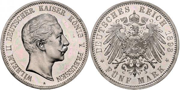 5 Mark Regno di Prussia (1701-1918) Argento Wilhelm II, German Emperor (1859-1941)