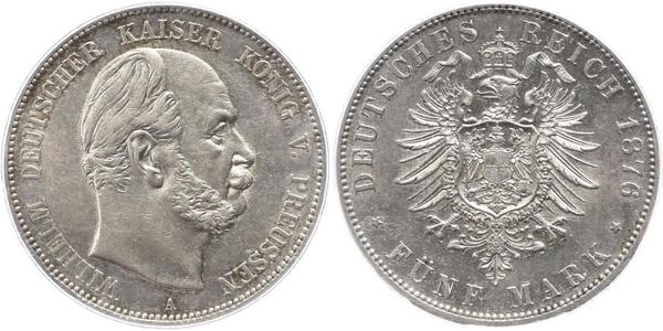 5 Mark Regno di Prussia (1701-1918) Argento Wilhelm I, German Emperor (1797-1888)
