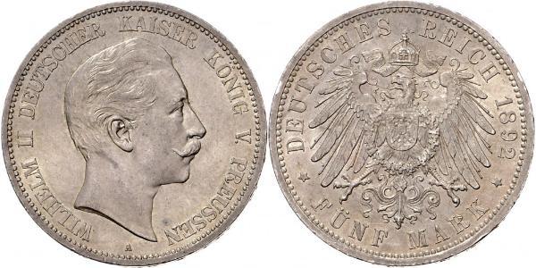 5 Mark Regno di Prussia (1701-1918) Argento Wilhelm II, German Emperor (1859-1941)