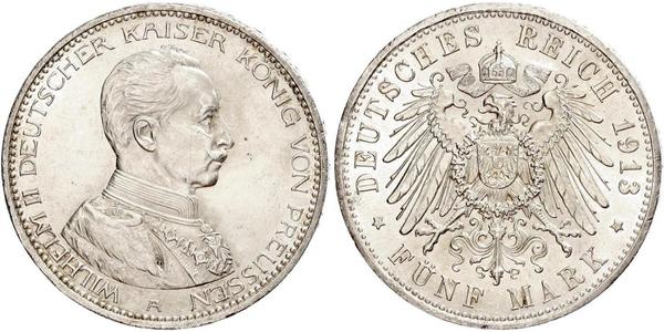 5 Mark Regno di Prussia (1701-1918) Argento Wilhelm II, German Emperor (1859-1941)