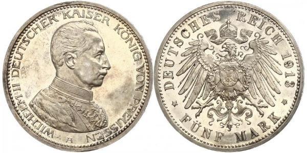5 Mark Regno di Prussia (1701-1918) Argento Wilhelm II, German Emperor (1859-1941)