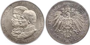 5 Mark Regno di Sassonia (1806 - 1918) Argento Federico Augusto III di Sassonia (1865-1932)