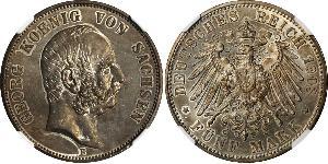 5 Mark Regno di Sassonia (1806 - 1918) Argento Giorgio di Sassonia