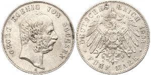 5 Mark Regno di Sassonia (1806 - 1918) Argento Giorgio di Sassonia