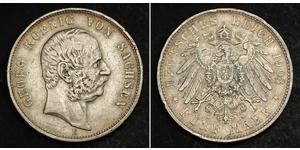 5 Mark Regno di Sassonia (1806 - 1918) Argento Giorgio di Sassonia