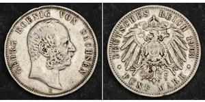 5 Mark Regno di Sassonia (1806 - 1918) Argento Giorgio di Sassonia