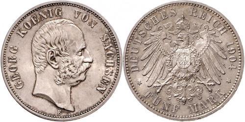 5 Mark Regno di Sassonia (1806 - 1918) Argento Giorgio di Sassonia