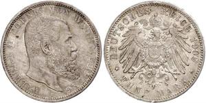 5 Mark Regno di Württemberg (1806-1918) Argento Wilhelm II, German Emperor (1859-1941)