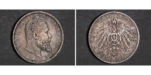 5 Mark Regno di Württemberg (1806-1918) Argento Wilhelm II, German Emperor (1859-1941)