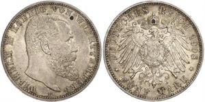 5 Mark Regno di Württemberg (1806-1918) Argento Wilhelm II, German Emperor (1859-1941)