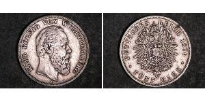 5 Mark Regno di Württemberg (1806-1918) Argento Carlo di Württemberg