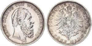 5 Mark Regno di Württemberg (1806-1918) Argento Carlo di Württemberg